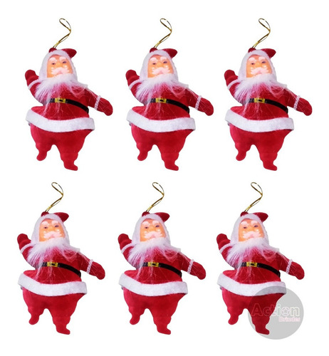 Imagem 2 de 4 de Enfeite De Natal Papai Noel - Kit 6 Unidades