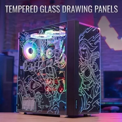 Chasis Gabinete Gamer Aerocool Skribble Rgb Vidrio 3 Fans