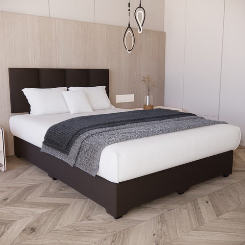 Cama Recamara - Base Box Cabecera Tapiz Chocolate Individual