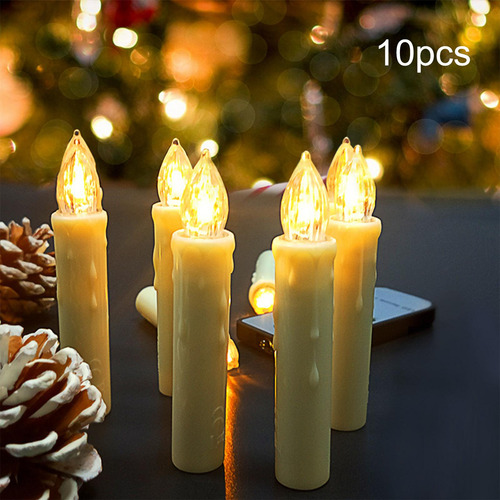 10 Piezas De Luces De Vela Con Clip Para Árbol Con Control
