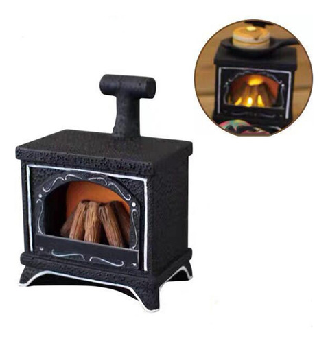 2 Casa De Muñecas Con Luz Led, Chimenea En Miniatura,