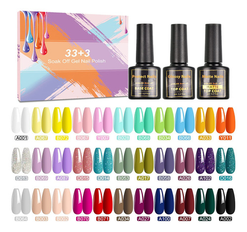 Yocrovv Juego De 36 Esmaltes De Uñas De Gel, Kit De Uñas .