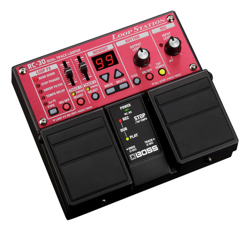 Imagen 1 de 3 de Pedal de efecto para instrumento de cuerda Boss RC Loop Station RC-30 rojo