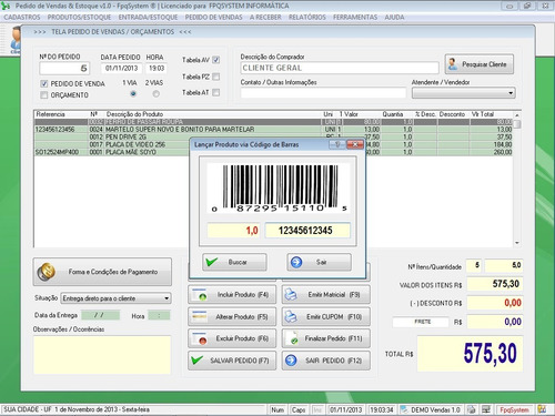 Software Para Gerenciar Pedido De Vendas V1.0 - Fpqsystem