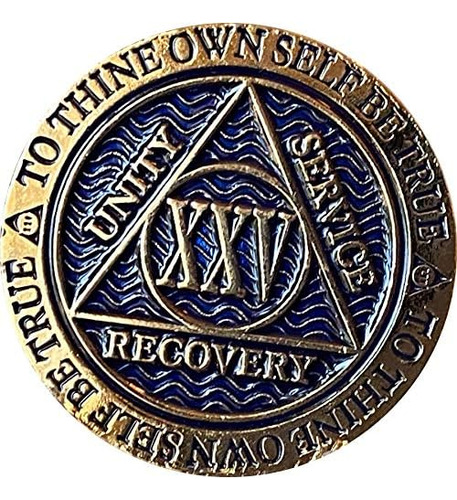 25 Year Aa Medallion Dusty Blue Color Gold Plated Chip ...
