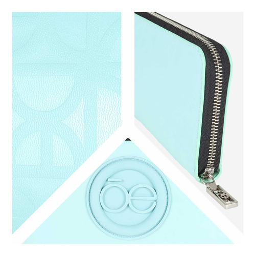 Cartera Para Mujer 7bini2208 Cierre Metálico Monograma Cloe Color Verde claro Diseño de la tela Liso