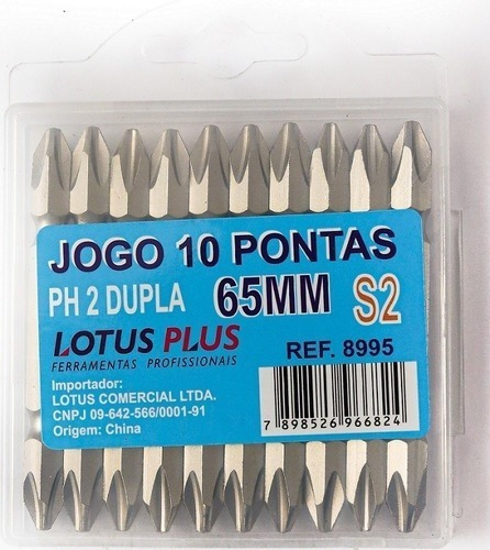 Jogo Ponta Philips Ph2 65mm C/ 10 Peças Imantado Lotus 8995