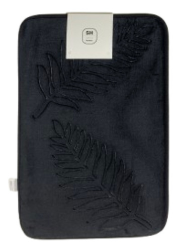 Alfombra De Baño Con Memoria Leaves Alta Densidad 40x60cm Negro