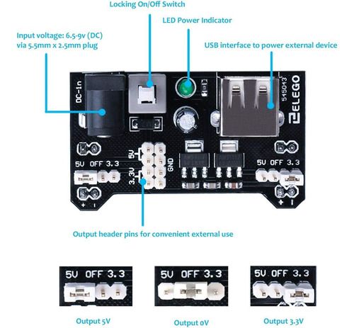 Harmei Kit De Componentes Eletrônicos 830 Uno R3 C/modulo Fuente De Poder, Cable De Puente, 830 Tie-points Breadboard, Potenciometro De Precision,resistor Compatible Con Arduino, Raspberry Pi