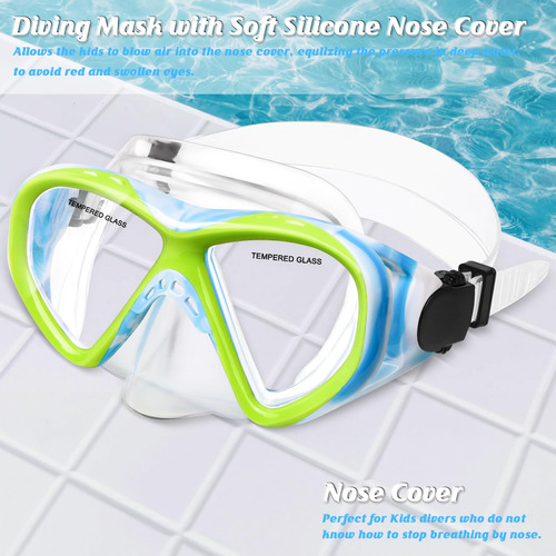 Gafas De Natación For Niños, Máscara De Buceo Y Snorkel
