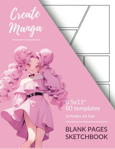 Libro: Create Manga Blank Pages Sketchbook: 80 Comic Page Te