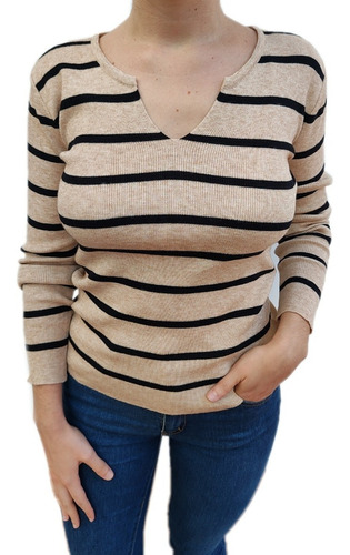 Sweater Mujer Bremer Rayado Escotado