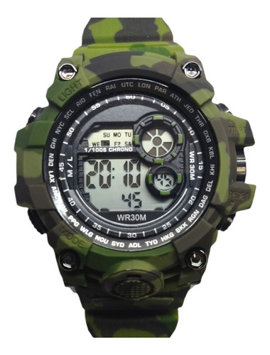 Reloj Digital Militar Camuflaje Luz Fecha Alarma Cronometro 