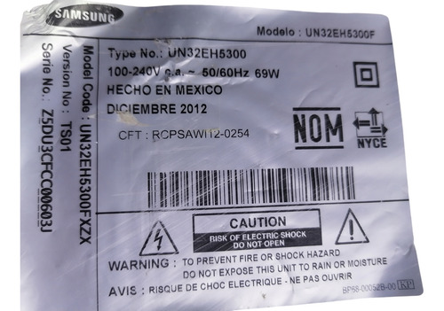 Botonera Y Wifi Para Tv Samsung Un32eh5300f (Usado)