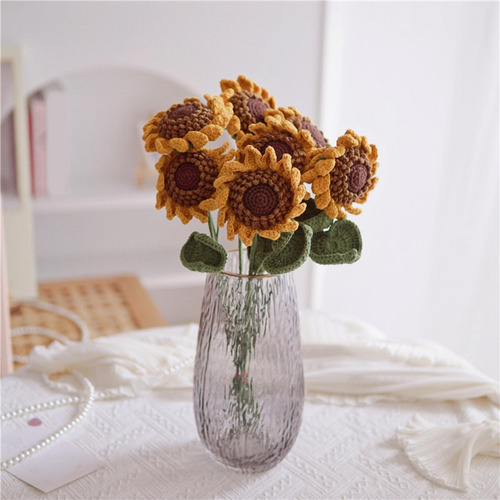 Flor Tejida A Mano Hojas Arreglo Floral Novia Regalo Para