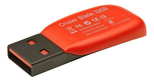 Imagen 3 de 6 de Memoria USB SanDisk Cruzer Blade 32GB 2.0 negro y rojo