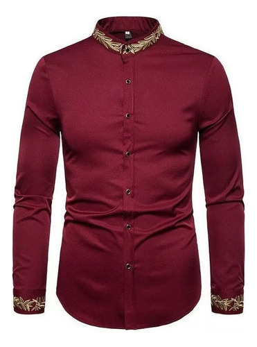 Camisa Casual De Manga Larga Con Cuello Fu Para Hombre