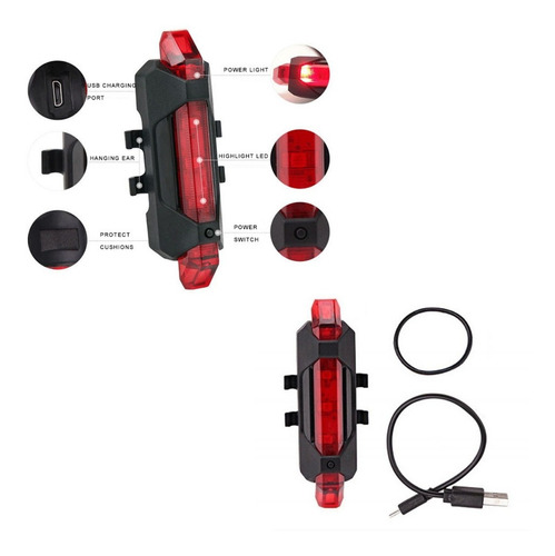 Luz Bicicleta Led Recargable Usb Ciclismo Delantera Trasera
