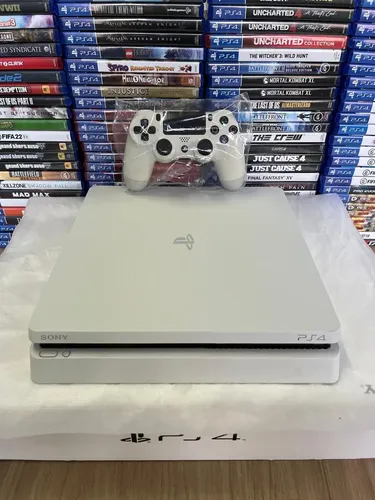 Sony Playstation 4 Slim Branco 500gb 1 Controle + 2 Jogos + Quadro