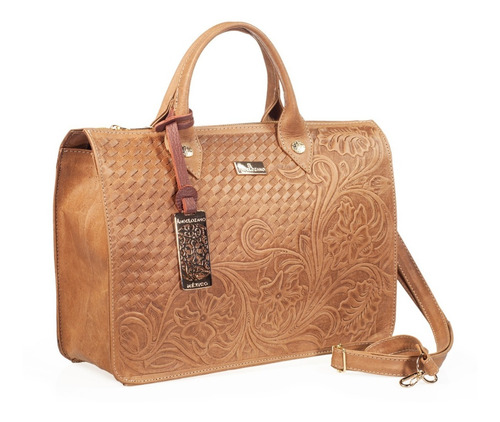 Imagen 4 de 7 de Bolsa De Piel Con Grabado Tipo Cincelado Bolso Dama Llavero