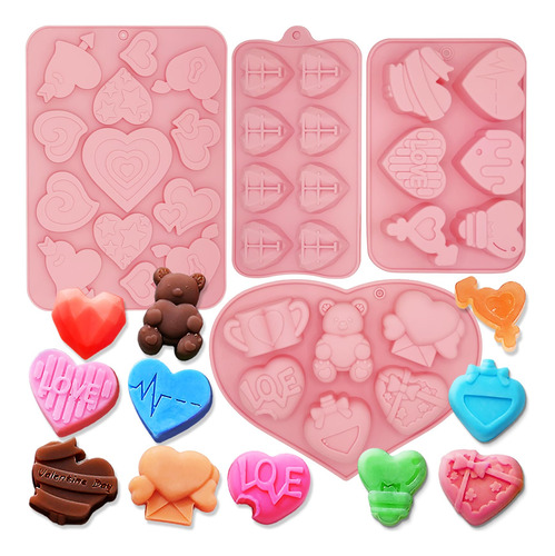 Moldes De Silicona Corazón 4 Unidades San Valentín Color