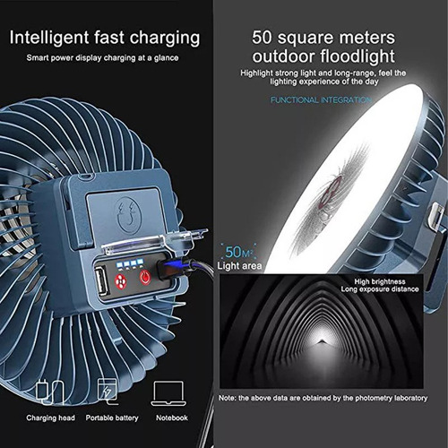 Bh Para Mini Ventilador De Camping Con Iluminación Portátil