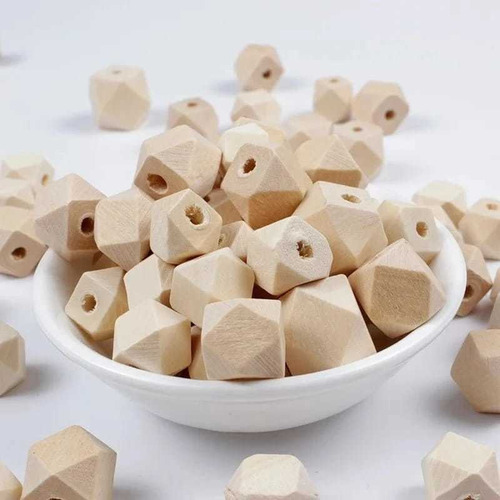 Cuentas De Madera Hexagonal Color Natural 1,2cmx14pcs