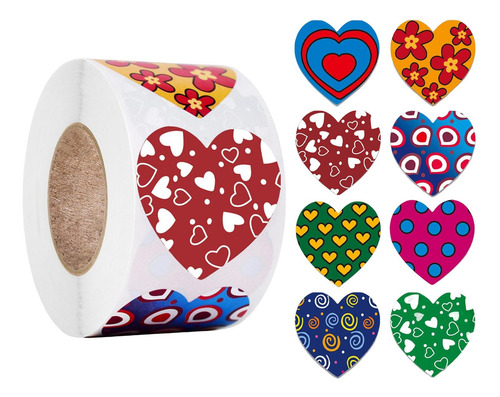 4 Paquete De 2-4 500 Pegatinas De Corazón Funky, 4 Piezas