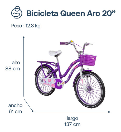 Bicicleta Queen Aro 20 Morada Color Morado