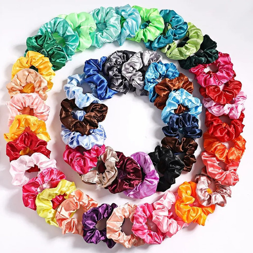  Kit 25 Scrunchies Pack Satin Donas Cabello Pelo Ligas 