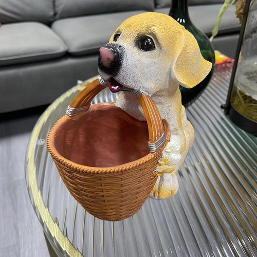 Caja De Almacenamiento Perros Estatuilla De Resina Ornamento