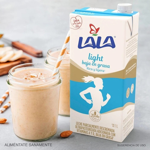 Caja Leche Lala Light Ligera 12 Pzas 1l Ultrapasteurizada