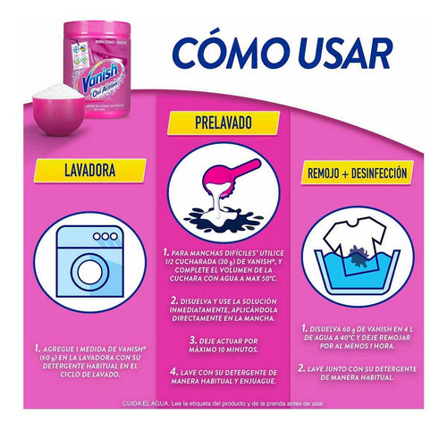 Quitamanchas En Polvo Vanish Rosa 450g