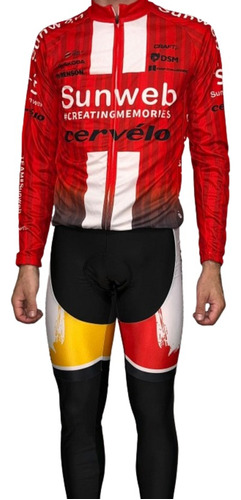 Conjunto De Ciclismo Largo, Calza Con Tiradores + Remera