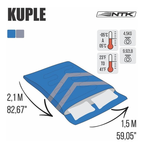 Imagen 8 de 8 de Bolsa De Dormir Ntk Kuple Para 2 Personas Con Almohadas -5 G