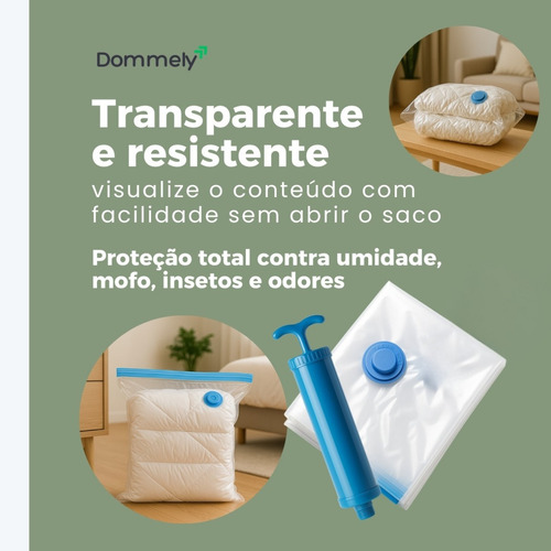 Kit 12x Saco À Vacuo Embalagem Organizador De Malas Viagem Roupas Edredom Reutilizável Dommely Tamanhos 5x 50x60 4x 60x80 3x 80x100