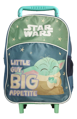 Mochila Infantil Baby Yoda Con Carro Tafeta Chica 35 X 26 Cm