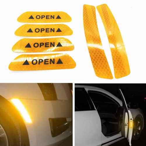 Sticker Reflectivo Open Puertas Tuning Amarillo Precaucion