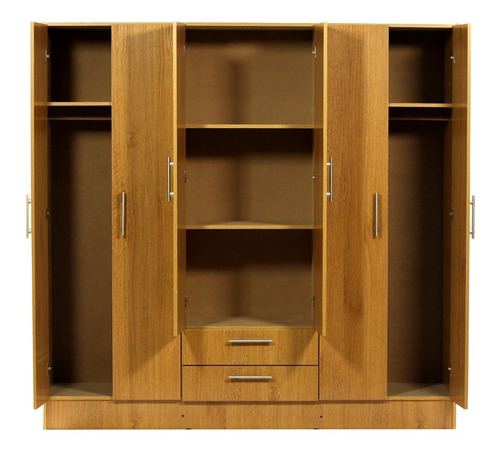 Imagen 5 de 9 de Ropero Placard 6 Puertas 2 Cajones 1,80x1.80x0.45 Melamina