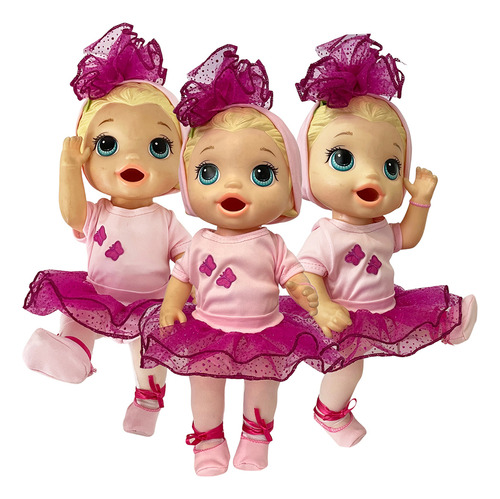 Kit Roupa De Boneca Baby Alive Bailarina Ballet Laço De Fita