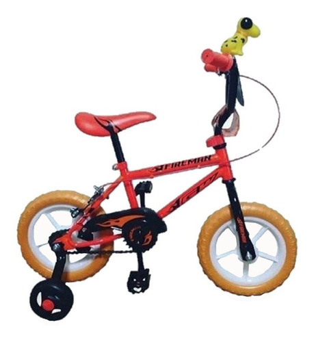 Bicicleta infantil GW Fireman R12 color naranja/negro con ruedas de entrenamiento