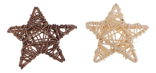 2x De Mimbre Con Forma De Estrella Natural Decoración De