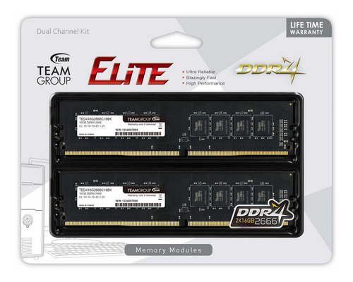 Memoria Teamgroup Elite Ddr4 8gb 2x4gb 2666mhz Pc4-21300 Cl1