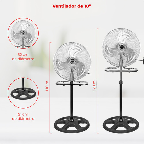Ventilador Pedestal Piso Pared Daewoo Di-45hvf-3 3 En 1 18 Pulgadas