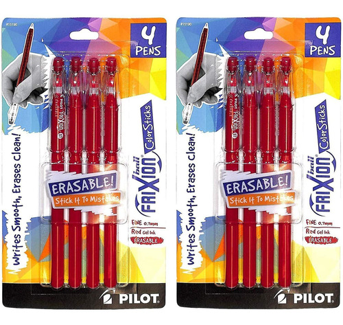Boligrafo Pilot, 0.7 Mm/4 X 2 Unidades/color Rojo