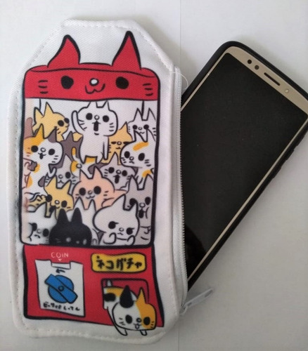 Imagen 5 de 9 de Monedero Gatitos Kawaii Tiernos Porta Celular Cosmetiquera