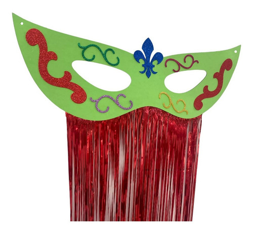 1 Máscara Decoração Carnaval Imperial Com Cortina Metalizada