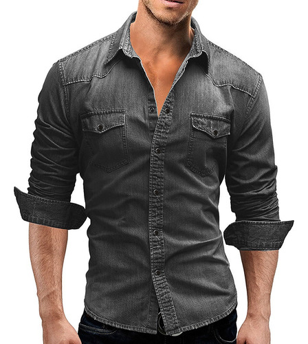 Ropa De Mezclilla Casual Para Hombre Camisa De Manga Corta