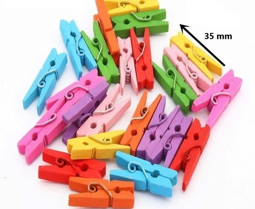 Imagen 2 de 2 de Mini Broches De Madera De Colores X 100u