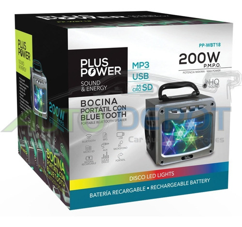 Bocina Portátil Con Bluetooth Pp-wbt18